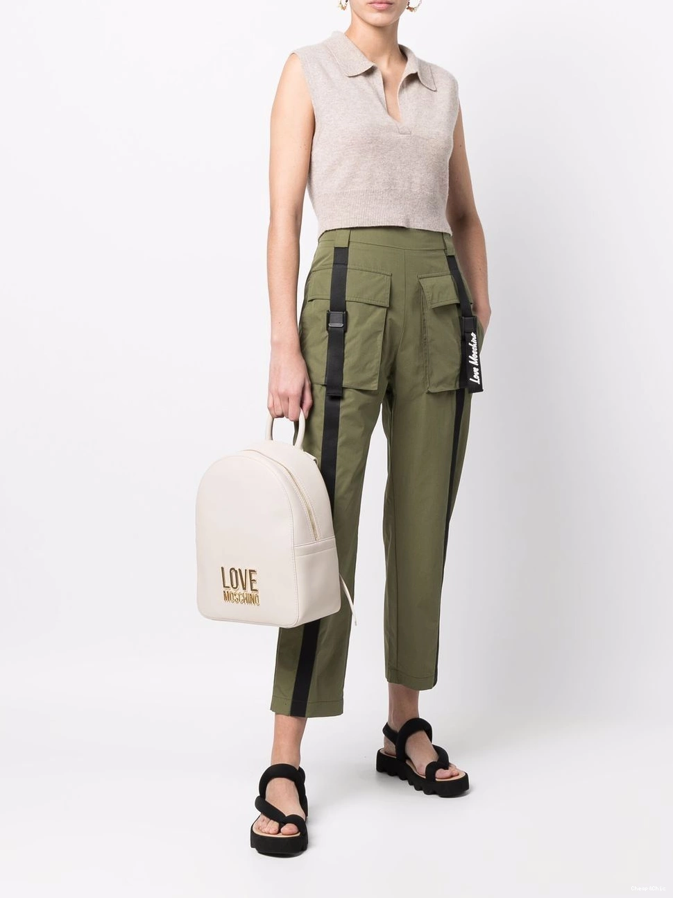 Affordable Love flap-pockets parachute trousers Moschino cotton-blend Women 0422
